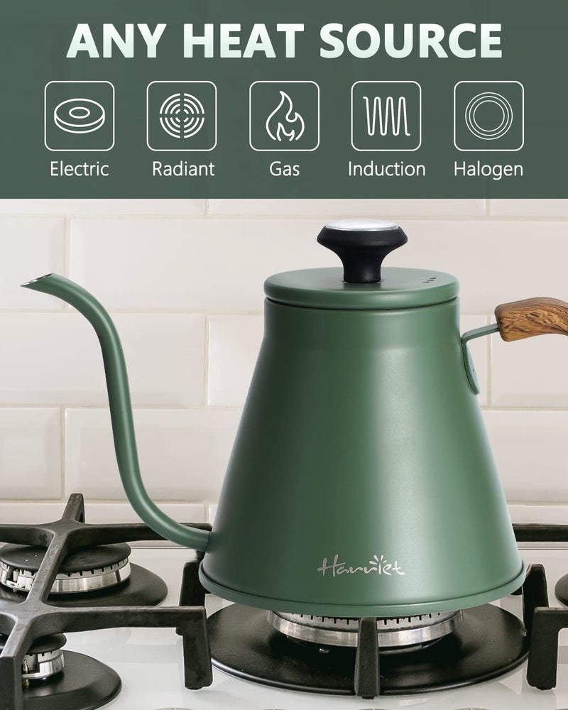 Harriet Gooseneck Pour Over Kettle  37oz Stainless Steel with Thermometer & Anti-Hot Handle  for Coffee & Tea - Image 4